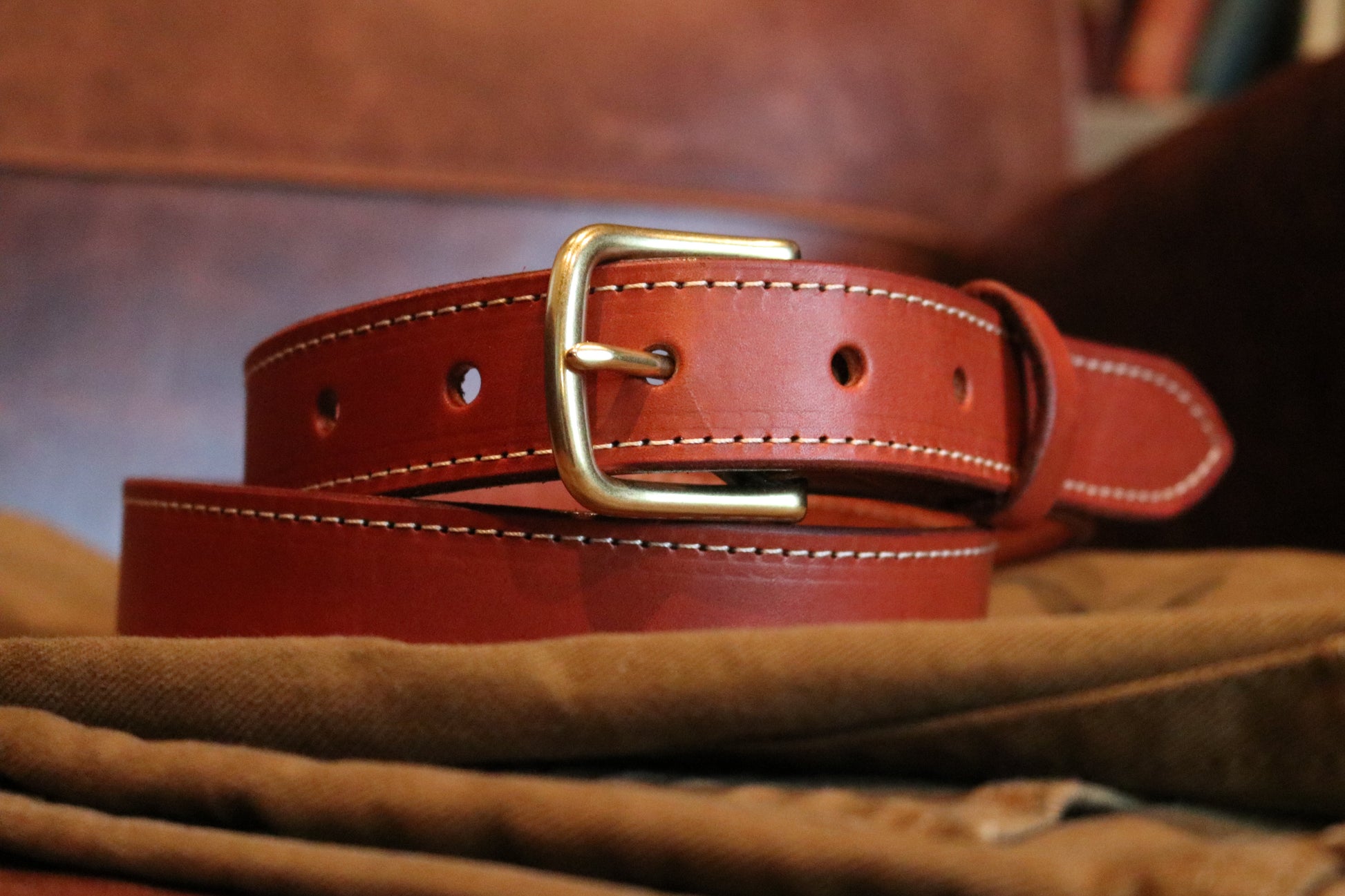 Handcrafted full-grain leather belt made in Matthews, NC